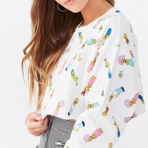 The Simpsons Crop Pullover All over Print - White